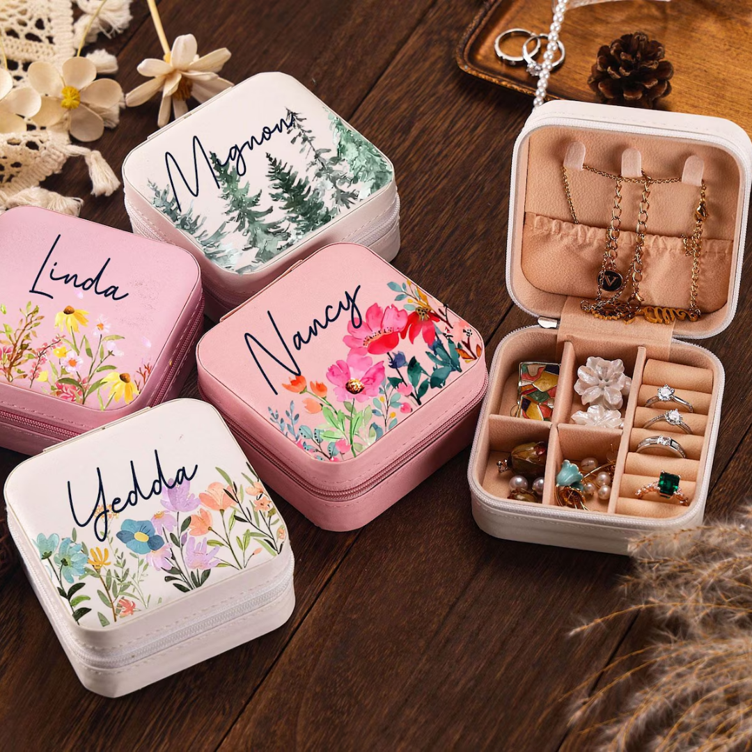 Customized jewelry box | Compact & Stylish Organizer - Pink