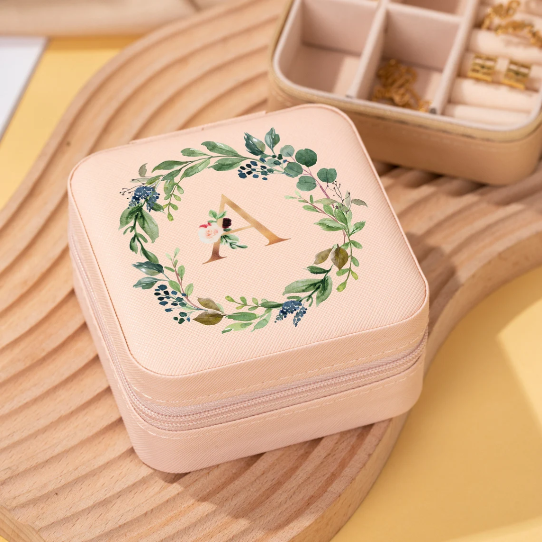 Personalized Alphabet Jewelry box | Compact & Stylish Organizer - Pink